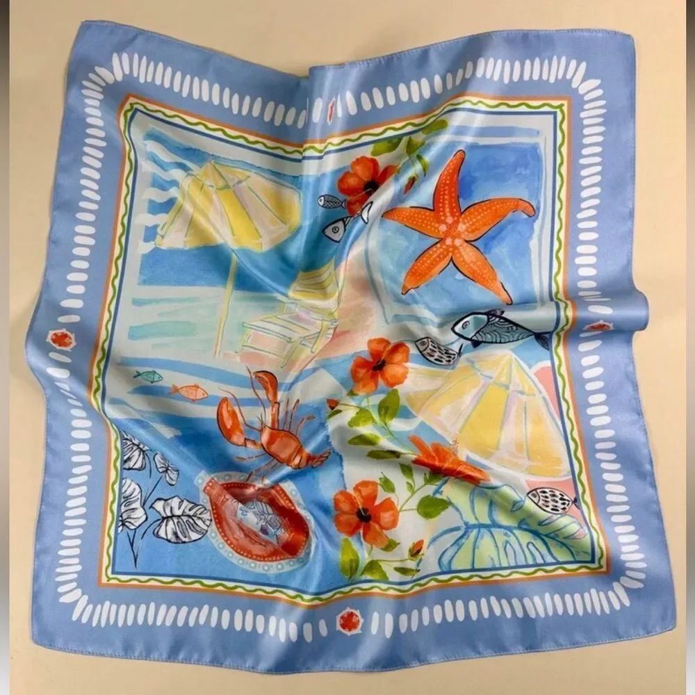 Coastal print Blue Scarf N1447